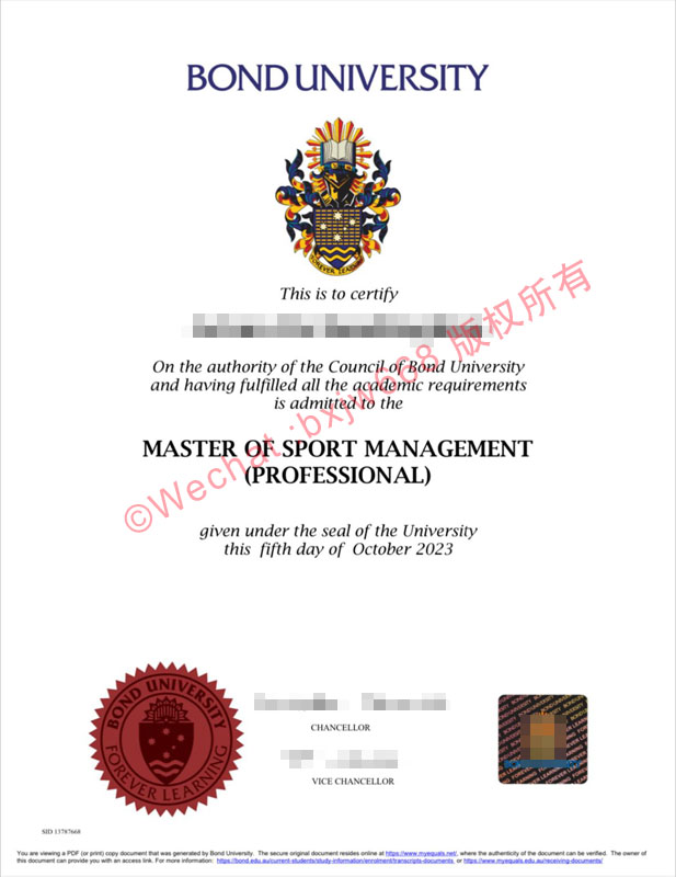 邦德大学毕业证(Bond University diploma)