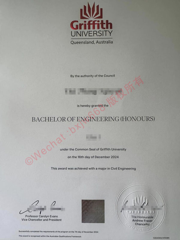 格里菲斯大学毕业证（Griffith University diploma）