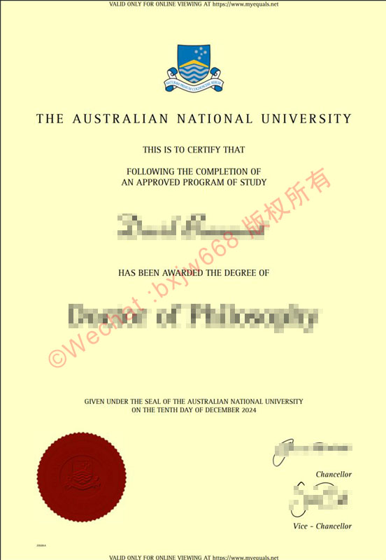 澳大利亚国立大学毕业证（The Australian National University diploma)