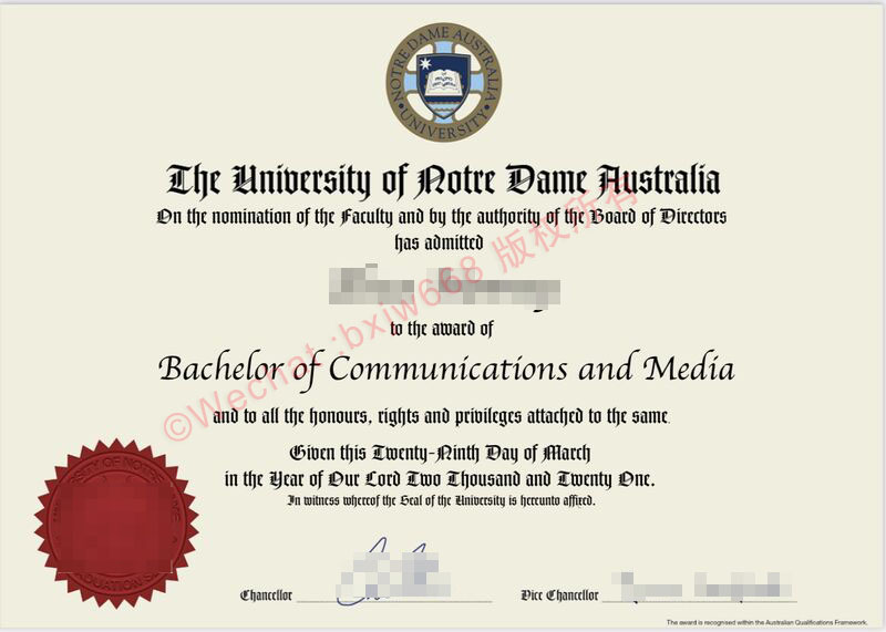 澳大利亚圣母大学毕业证(The University of Notre Dame Australia diploma)