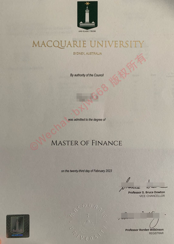 麦考瑞大学毕业证（Macquarie University diploma/Certificate of Degree）