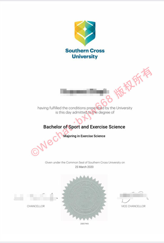 南十字星大学毕业证（Southern Cross University diploma/Certificate of Degree）