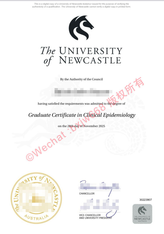 澳洲纽卡斯尔大学毕业证（the University of newcastle diploma/Certificate of Degree）