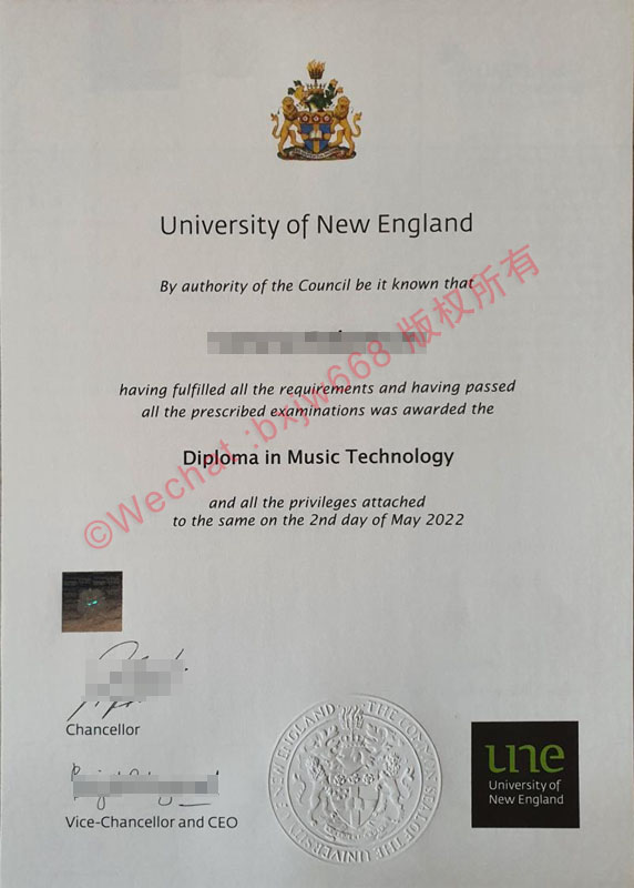 新英格兰大学毕业证（University of New England diploma/Certificate of Degree）