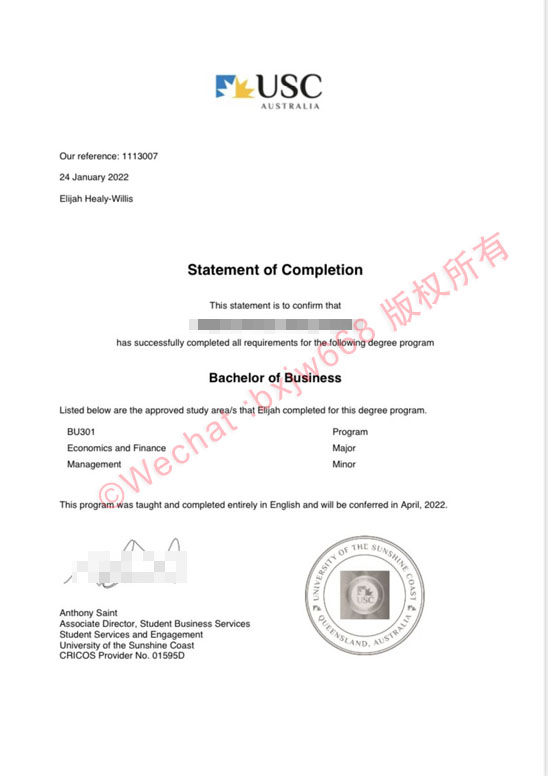 澳大利亚阳光海岸大学毕业证（University of the Sunshine Coast diploma/Certificate of Degree）