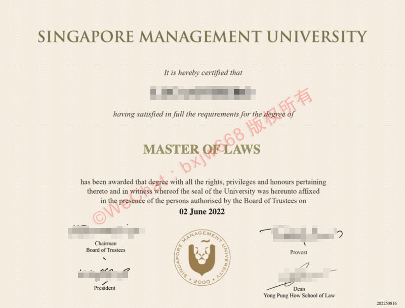 新加坡管理大学毕业证（Singapore Management University diploma / Certificate of Degree）