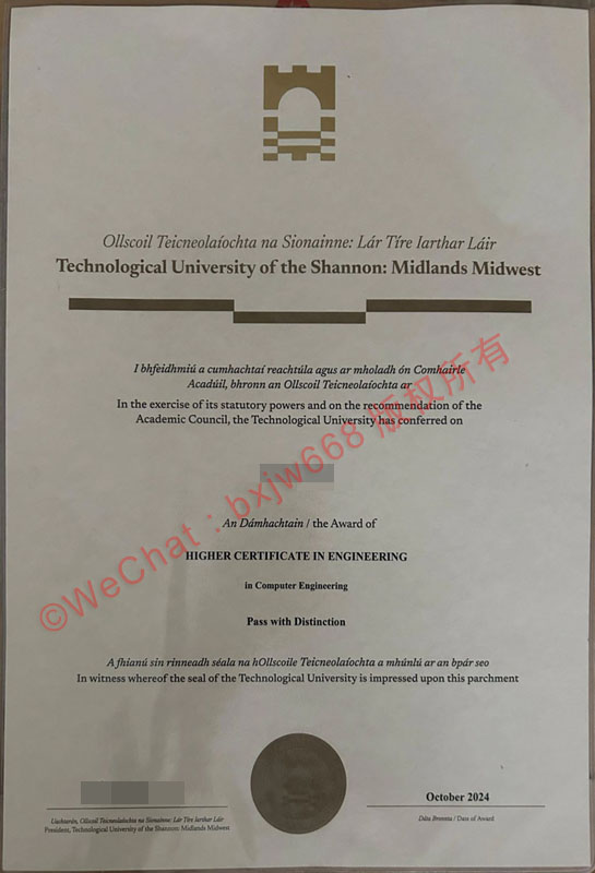 香农理工大学毕业证(Technological University of the Shannon diploma)