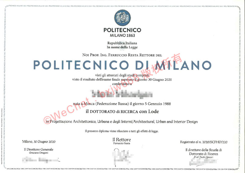 米兰理工大学（Politecnico di Milano）毕业证样本_领跑欧洲工业设计与工程前沿