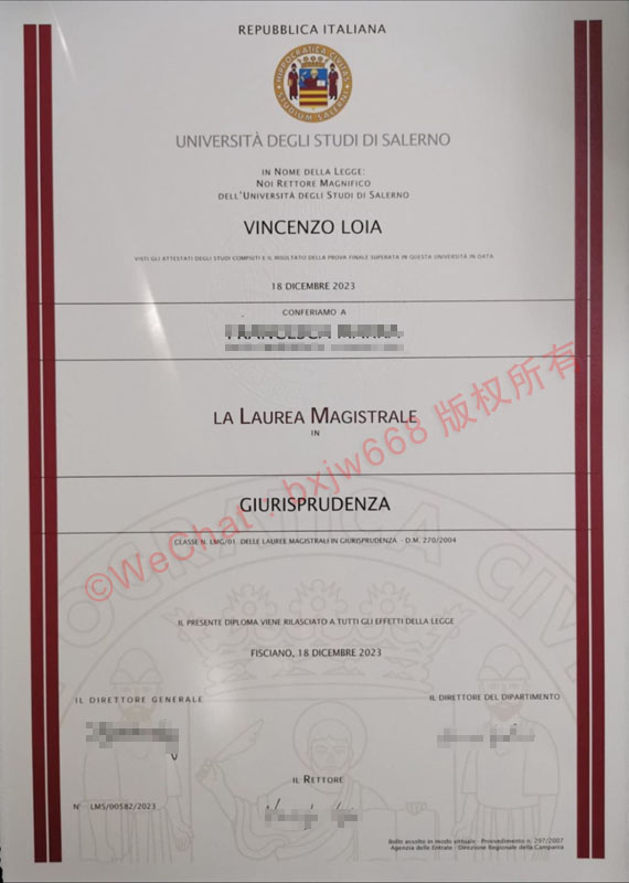 萨莱诺大学（Università degli Studi di Salerno）文凭样本，中世纪医学根基、现代跨界学科版图寻迹