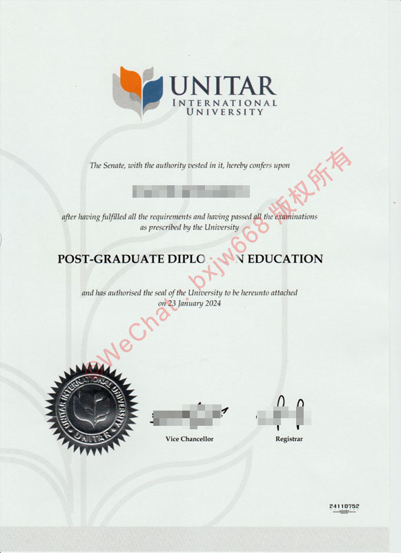 马来西亚优理大学毕业证样本：UNITAR学位证排版与左下黑色轮毂防伪钢印详解