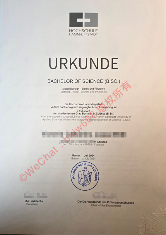 哈姆-利普施塔特应用技术大学毕业证（Hochschule Hamm-Lippstadt diploma）