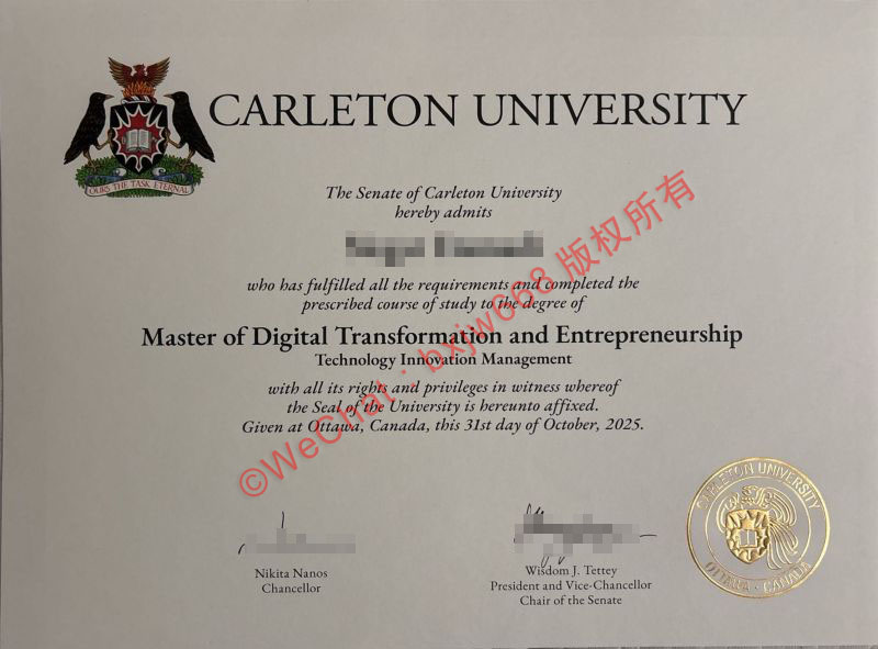 加拿大卡尔顿大学毕业证（Carleton University diploma）