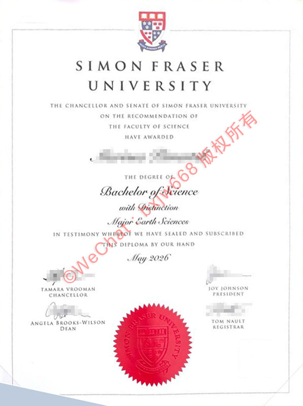 西蒙菲莎大学毕业证（Simon Fraser University diploma）版面要素与留服认证全攻略