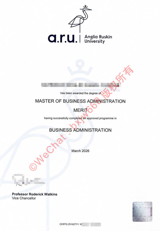 安格利亚鲁斯金大学毕业证（Anglia Ruskin University diploma）