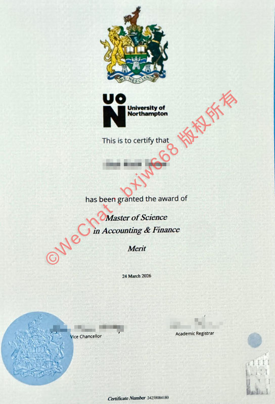 北安普顿大学毕业证（The University of Northampton diploma）