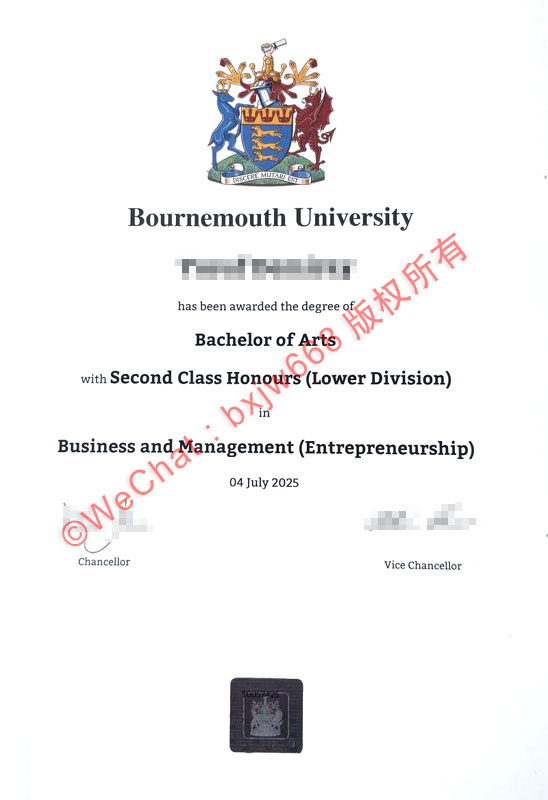 伯恩茅斯大学毕业证（Bournemouth University degree）