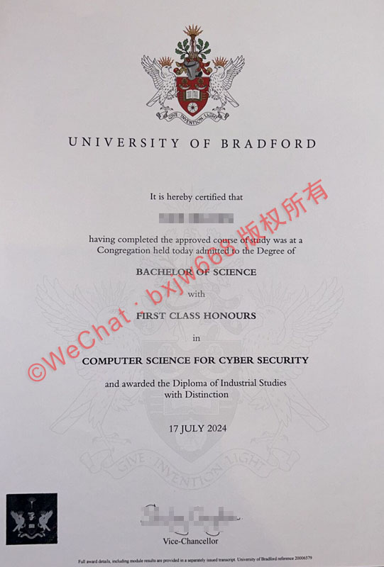 布拉德福德大学毕业证（University of Bradford diploma）