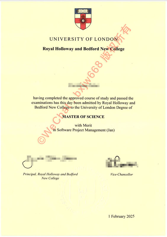 伦敦大学皇家霍洛威学院毕业证（Royal Holloway diploma/Certificate of Degree）