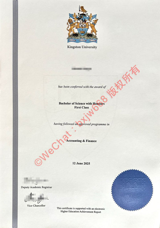 金斯顿大学毕业证（Kingston University diploma/Certificate of Degree）