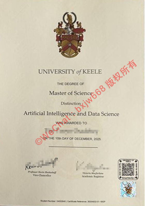 基尔大学毕业证（University of Keele diploma/Certificate of Degree）