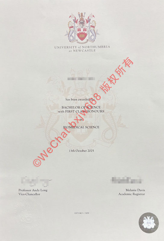 英国诺森比亚大学学位证（University of Northumbria at Newcastle degree）
