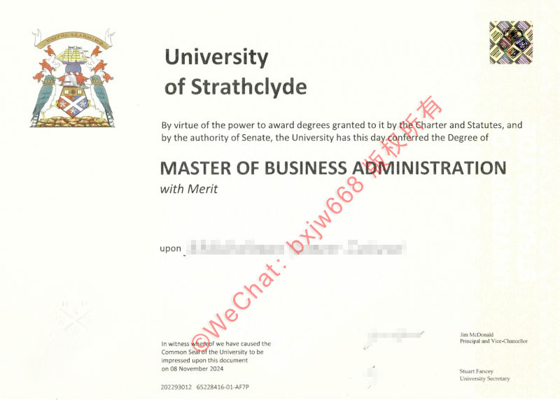 斯特拉斯克莱德大学学位证（University of Strathclyde diploma/Certificate of Degree）