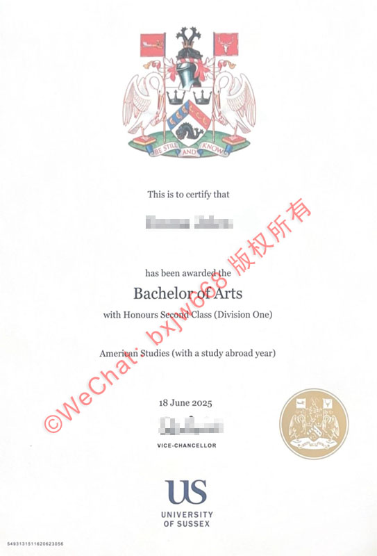 英国萨塞克斯大学学位证（University of Sussex diploma/Certificate of Degree）学分认定与二等一荣誉学士回国留服落户