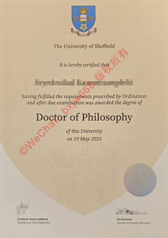 英国谢菲尔德大学毕业证（The University of Sheffield diploma/Certificate of Degree）高层次人才留服认证合规与高校引进风控