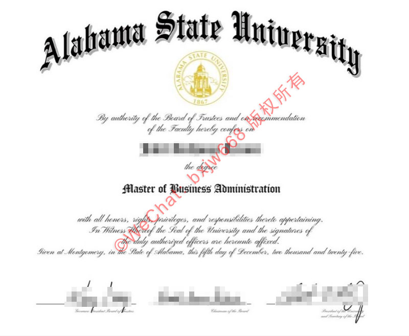 阿拉巴马州立大学毕业证（Alabama State University diploma/Certificate of Degree）