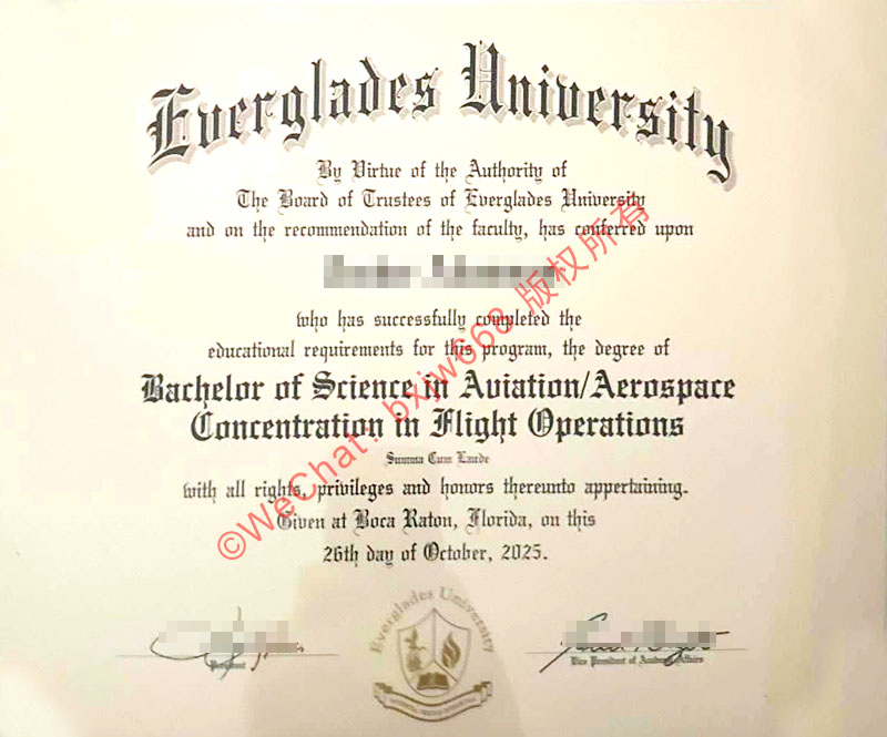 大沼泽地大学毕业证（Everglades University diploma / Certificate of Degree）版面美学特征与归国核验要点
