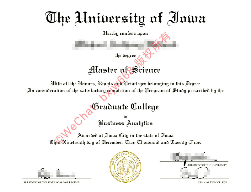爱荷华大学毕业证（The University of Iowa diploma/Certificate of Degree）视觉防伪设计、学籍真伪查询及留服中心认证教程