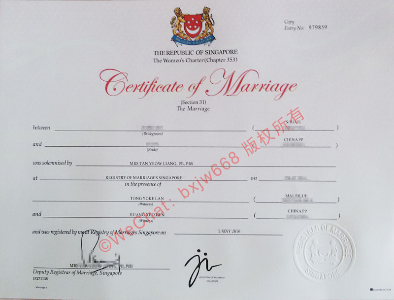新加坡结婚证书样本（Certificate of Marriage）全解析：核心信息、回国使用与海牙认证指南