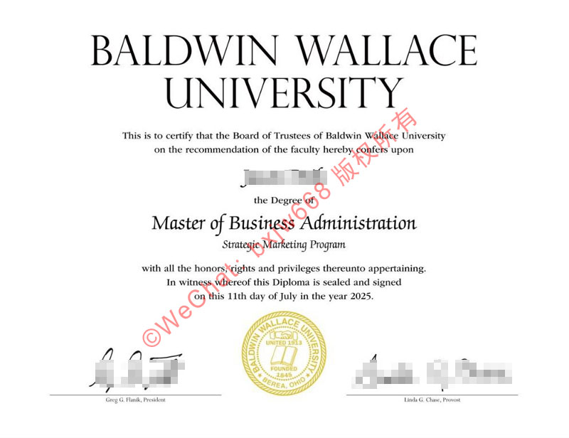 鲍德温华莱士大学毕业证（Baldwin Wallace University diploma / Certificate of Degree）战略营销MBA职场赋能与中留服核验合规绿道