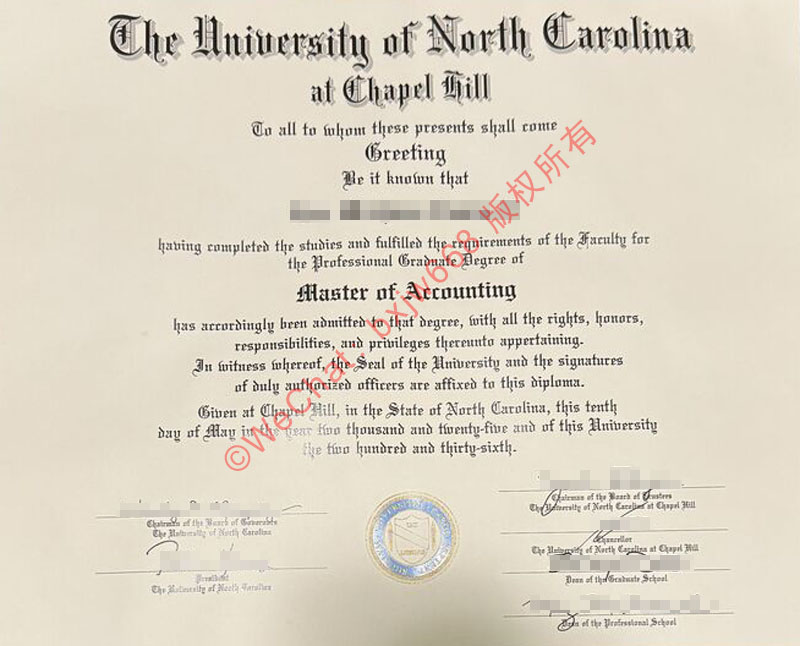 北卡罗来纳大学教堂山分校毕业证（The University of North Carolina at Chapel Hill diploma / Certificate of Degree）