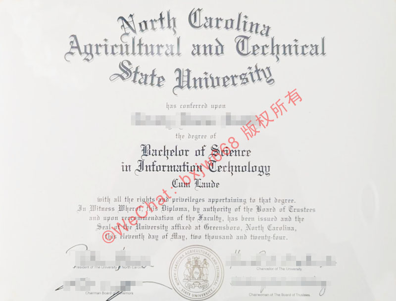 北卡罗来纳农工州立大学毕业证（North Carolina Agricultural and Technical State University Diploma / Certificate of D
