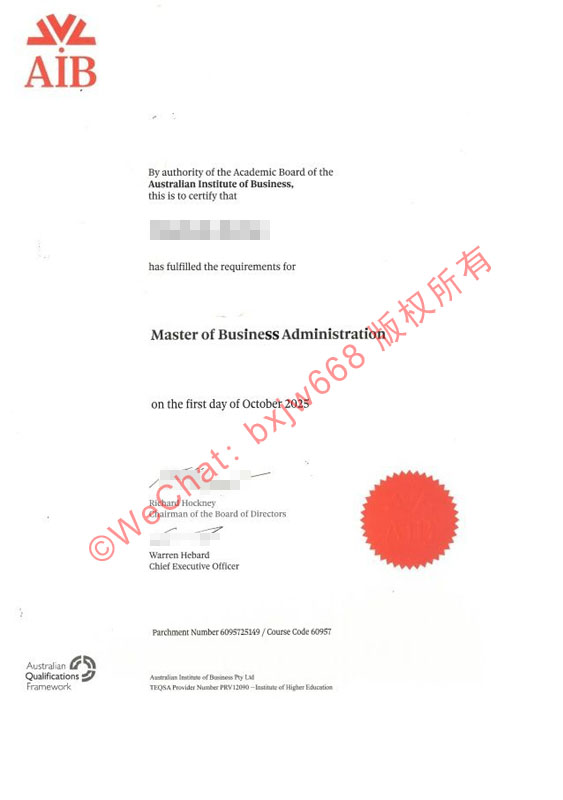 澳洲商学院毕业证（Australian Institute of Business diploma/Certificate of Degree）