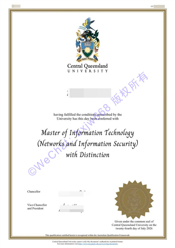 中央昆士兰大学毕业证（CQU Diploma / Certificate of Degree）独家工艺与留服认证
