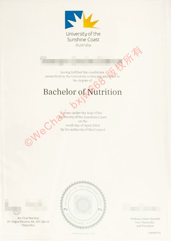 阳光海岸大学毕业证（UniSC diploma / Certificate of Degree）营养学学科学位含金量与留服认证