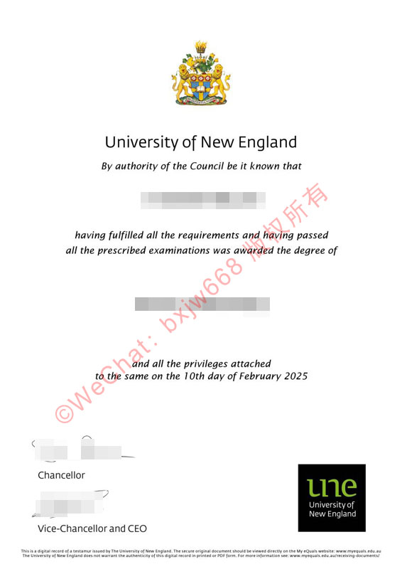 新英格兰大学毕业证（University of New England diploma/Certificate of Degree）视觉排版元素
