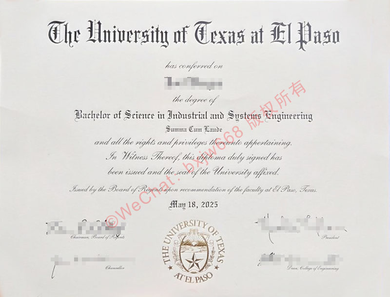 德克萨斯大学埃尔帕索分校毕业证（UTEP Diploma / Degree Certificate）：工业与系统工程精英的硬核学术凭证