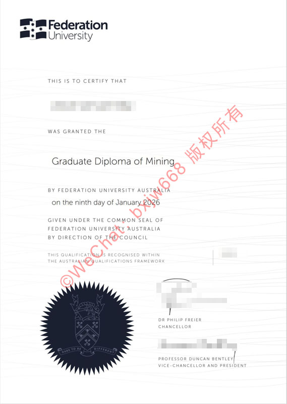 澳洲联邦大学毕业证（FedUni Diploma / Degree Certificate）：迈向全球矿业精英的职业绿卡