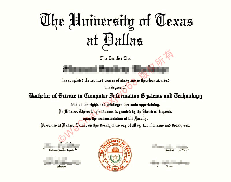 德克萨斯大学达拉斯分校毕业证(UTD Diploma / Degree Certificate）科技巨头基因到数字化文凭验证